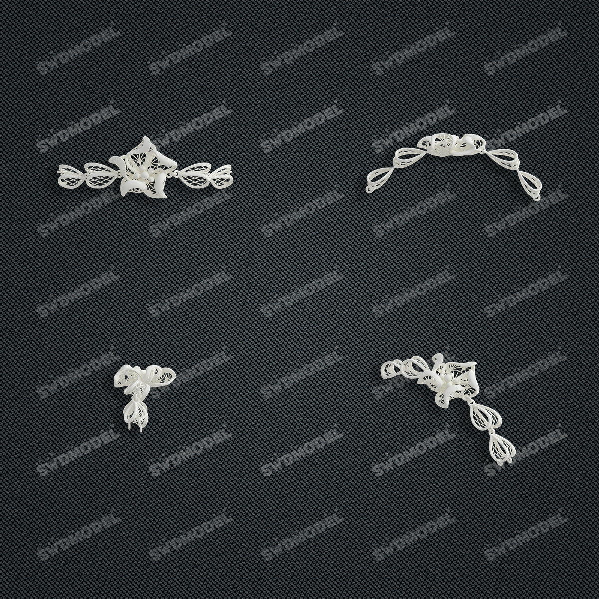 Jewelry set  Filigree Set   White Wax Casting Resin 3D Printing Service  CS61T-015wt