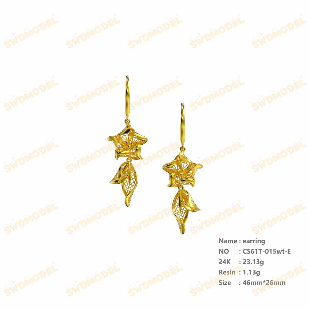 Jewelry set  Filigree Set   White Wax Casting Resin 3D Printing Service  CS61T-015wt