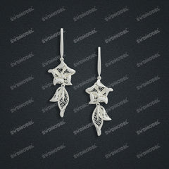 Jewelry set Filigree Earrings White Wax Casting Resin 3D Printing Service  CS03T-015wt-E