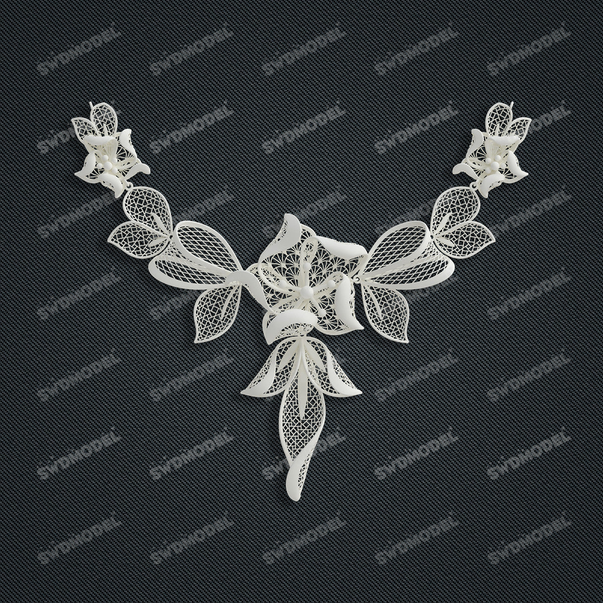 Jewelry set  Filigree Set   White Wax Casting Resin 3D Printing Service  CS61T-015wt