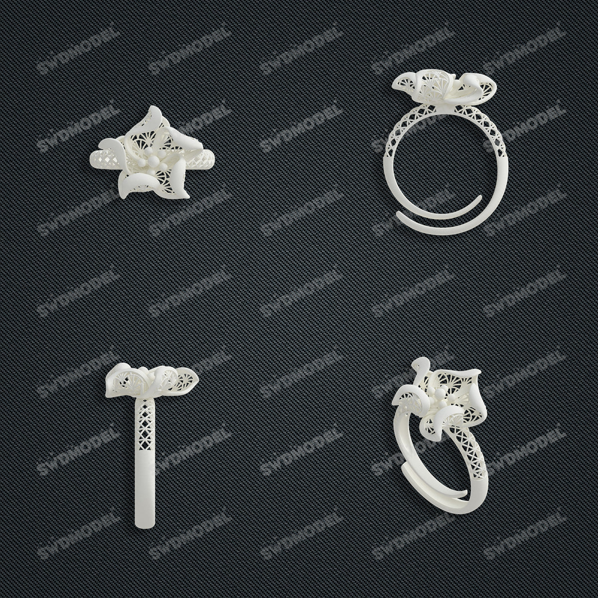 Jewelry set  Filigree Set   White Wax Casting Resin 3D Printing Service  CS61T-015wt