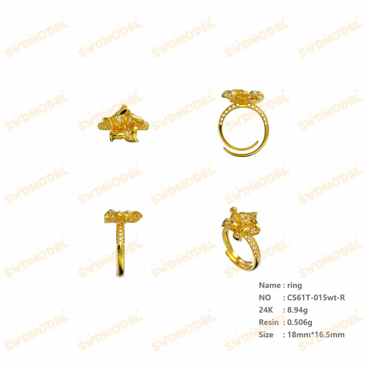 Jewelry set  Filigree Set   White Wax Casting Resin 3D Printing Service  CS61T-015wt