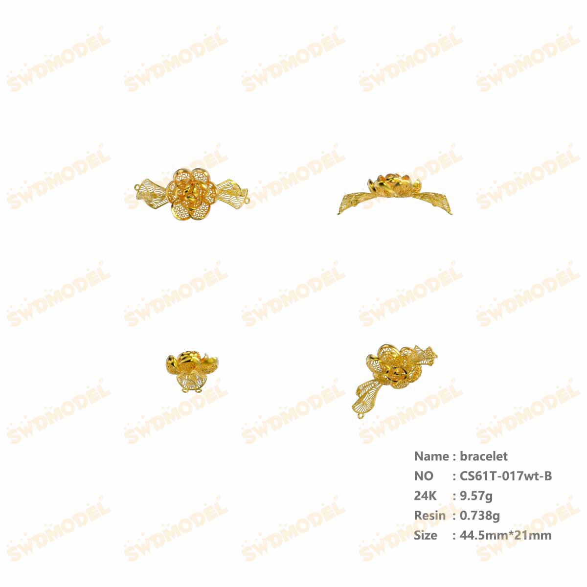 Jewelry set  Filigree Set   White Wax Casting Resin 3D Printing Service  CS61T-017wt
