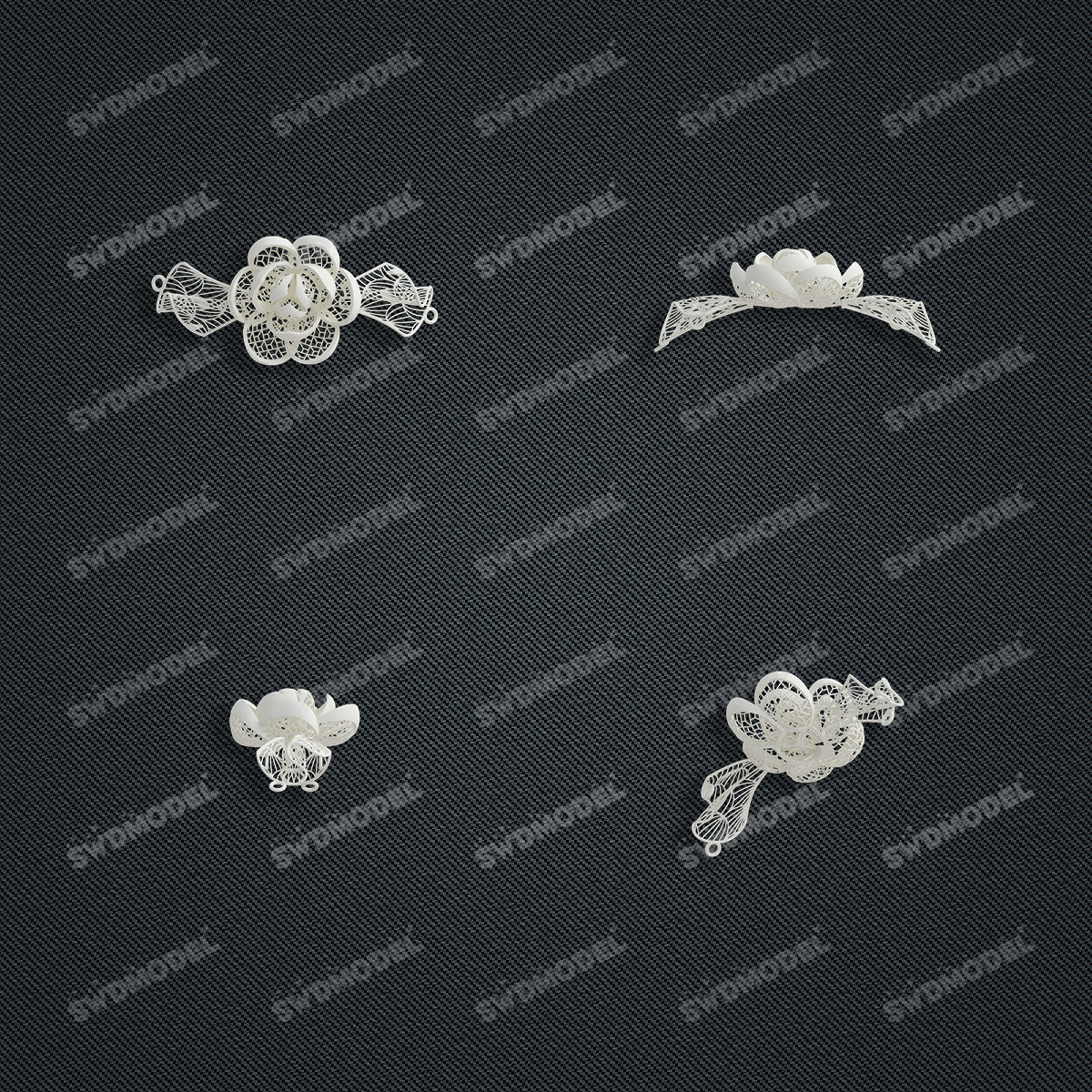 Jewelry set  Filigree Set   White Wax Casting Resin 3D Printing Service  CS61T-017wt