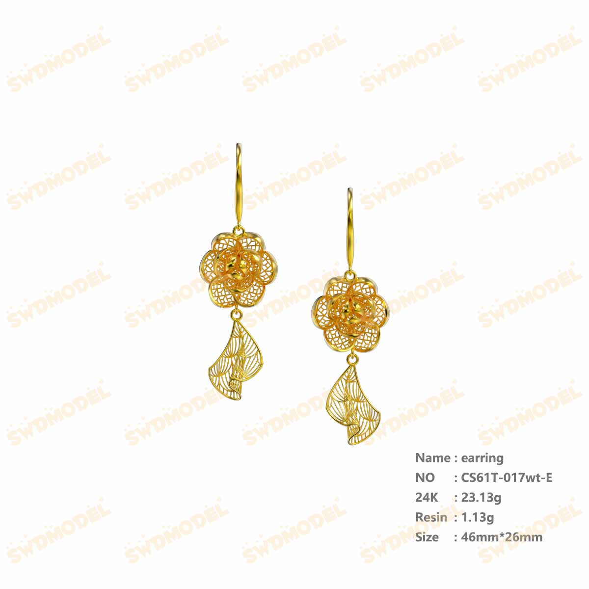 Jewelry set  Filigree Set   White Wax Casting Resin 3D Printing Service  CS61T-017wt