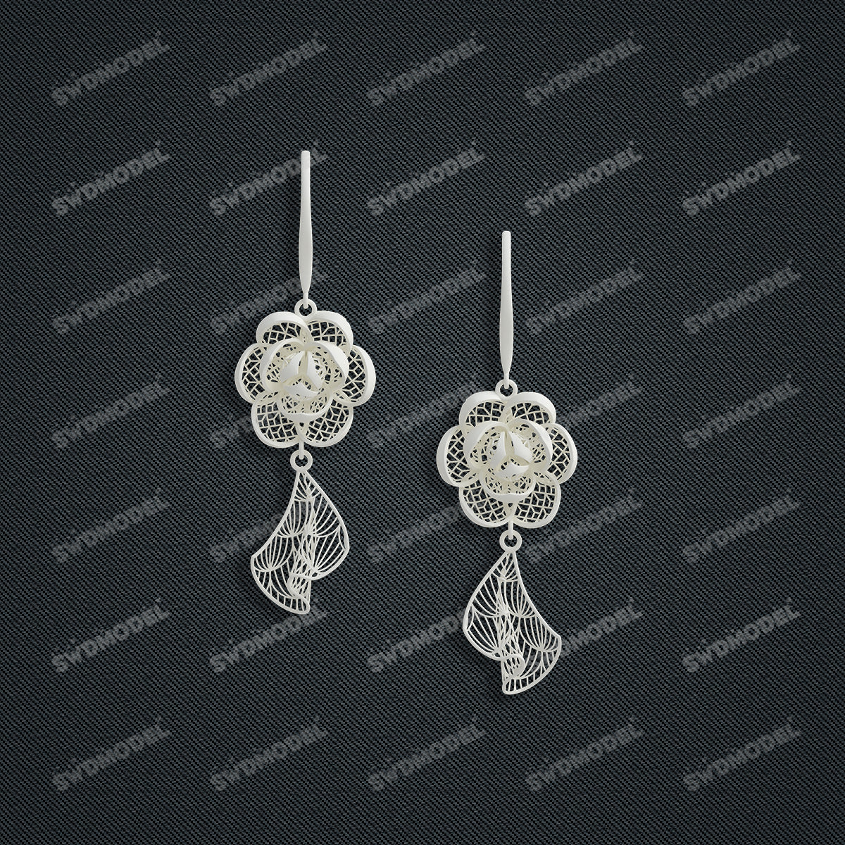Jewelry set  Filigree Set   White Wax Casting Resin 3D Printing Service  CS61T-017wt