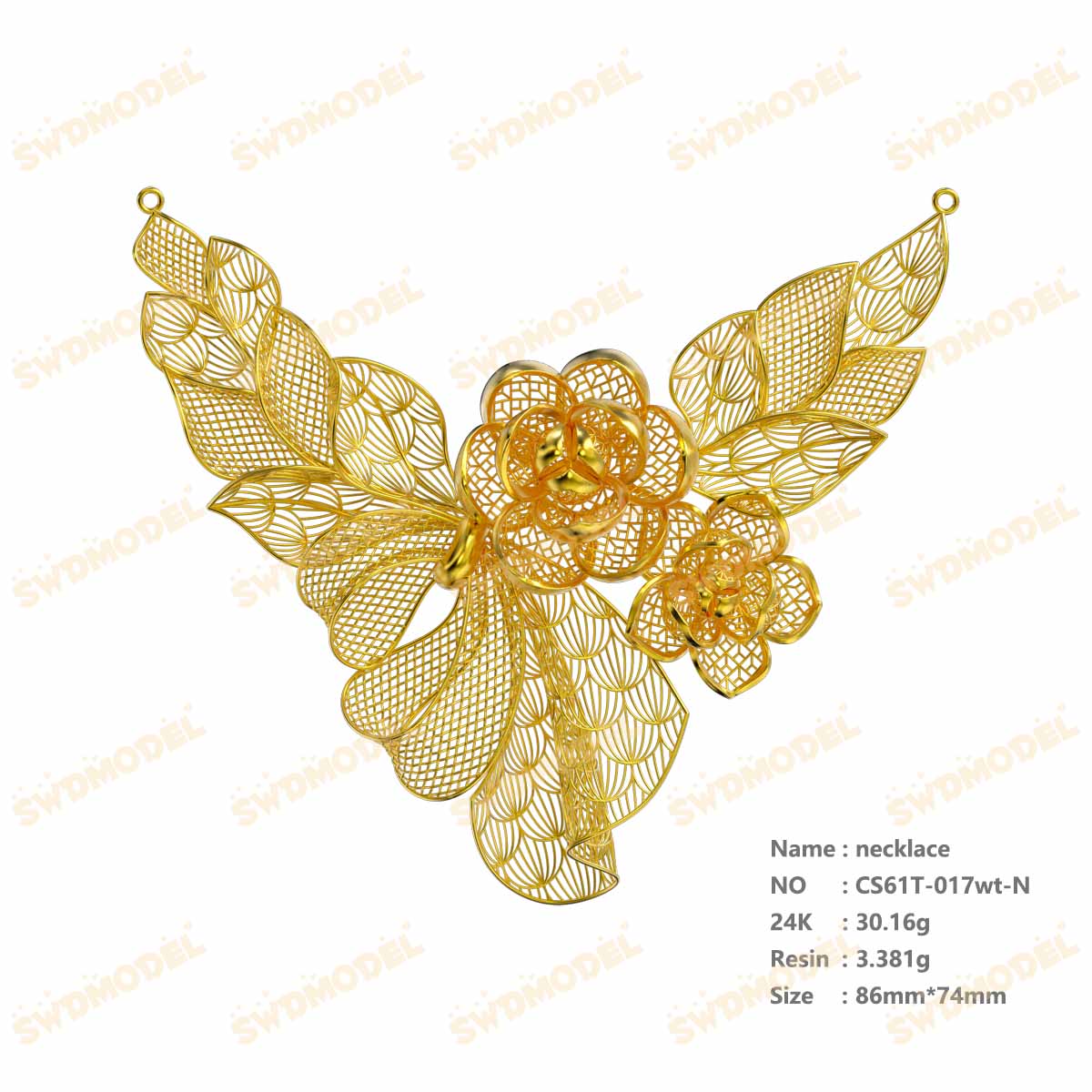 Jewelry set  Filigree Set   White Wax Casting Resin 3D Printing Service  CS61T-017wt