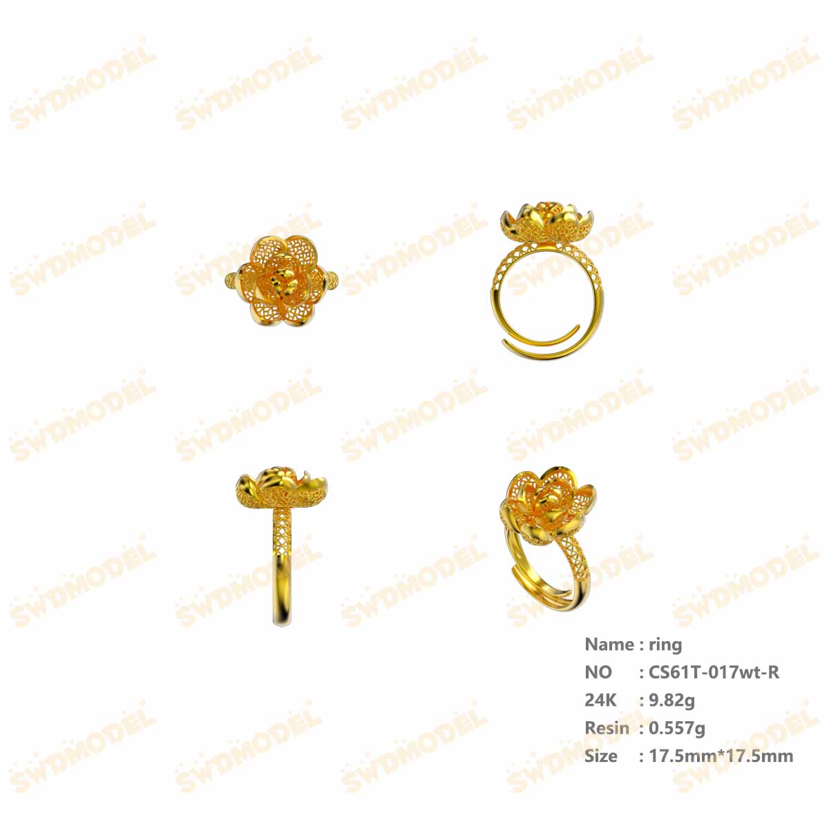 Jewelry set  Filigree Set   White Wax Casting Resin 3D Printing Service  CS61T-017wt