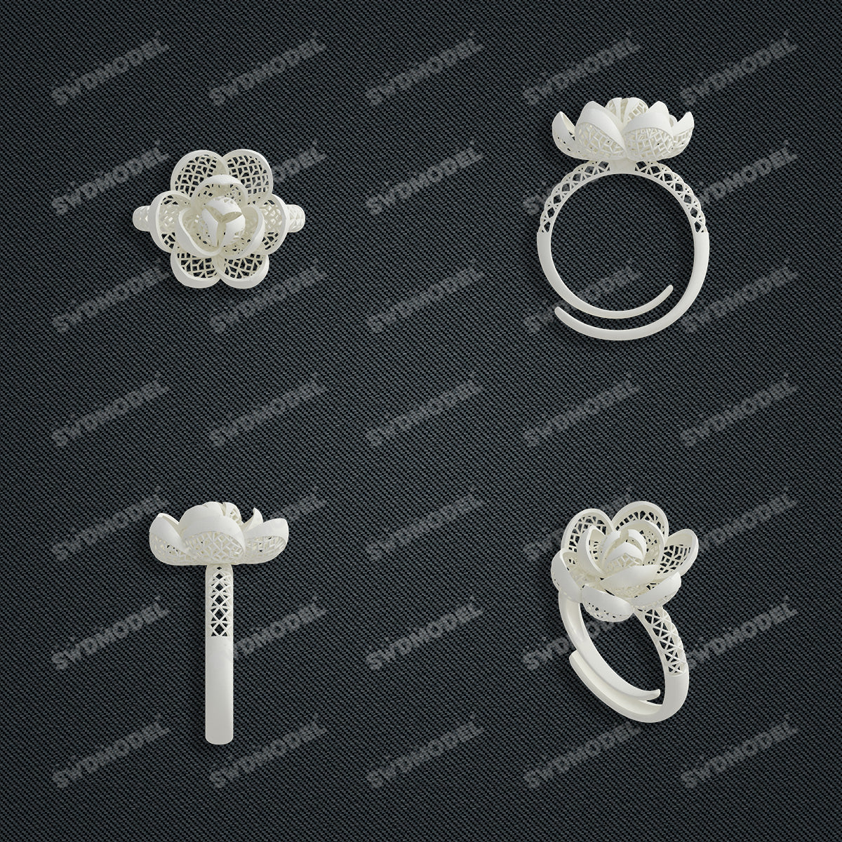 Jewelry set  Filigree Set   White Wax Casting Resin 3D Printing Service  CS61T-017wt