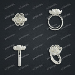 Jewelry set Filigree Ring White Wax Casting Resin 3D Printing Service  CS03T-017wt-R