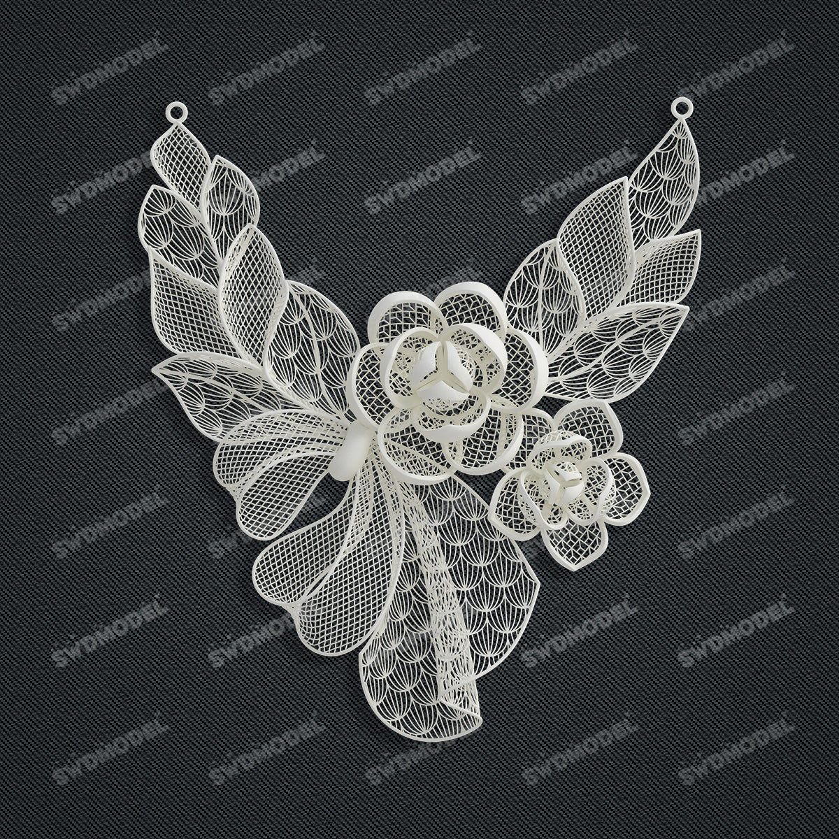 Jewelry set Filigree Necklace White Wax Casting Resin 3D Printing Service  CS61T-018wt-N