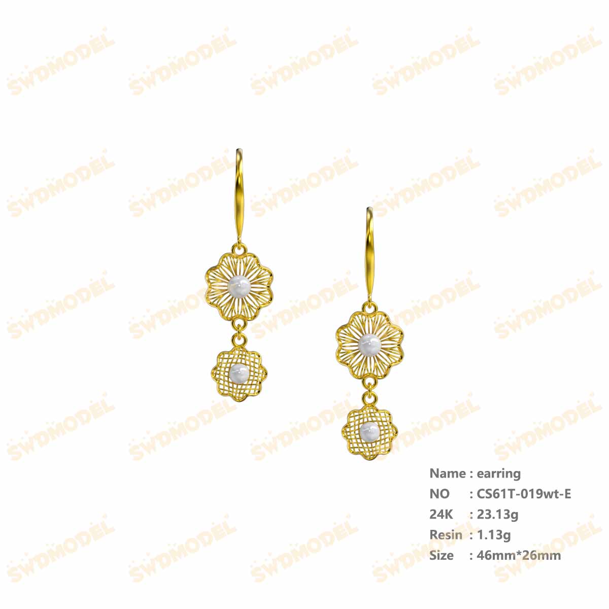 Jewelry set  Filigree Set   White Wax Casting Resin 3D Printing Service  CS61T-019wt