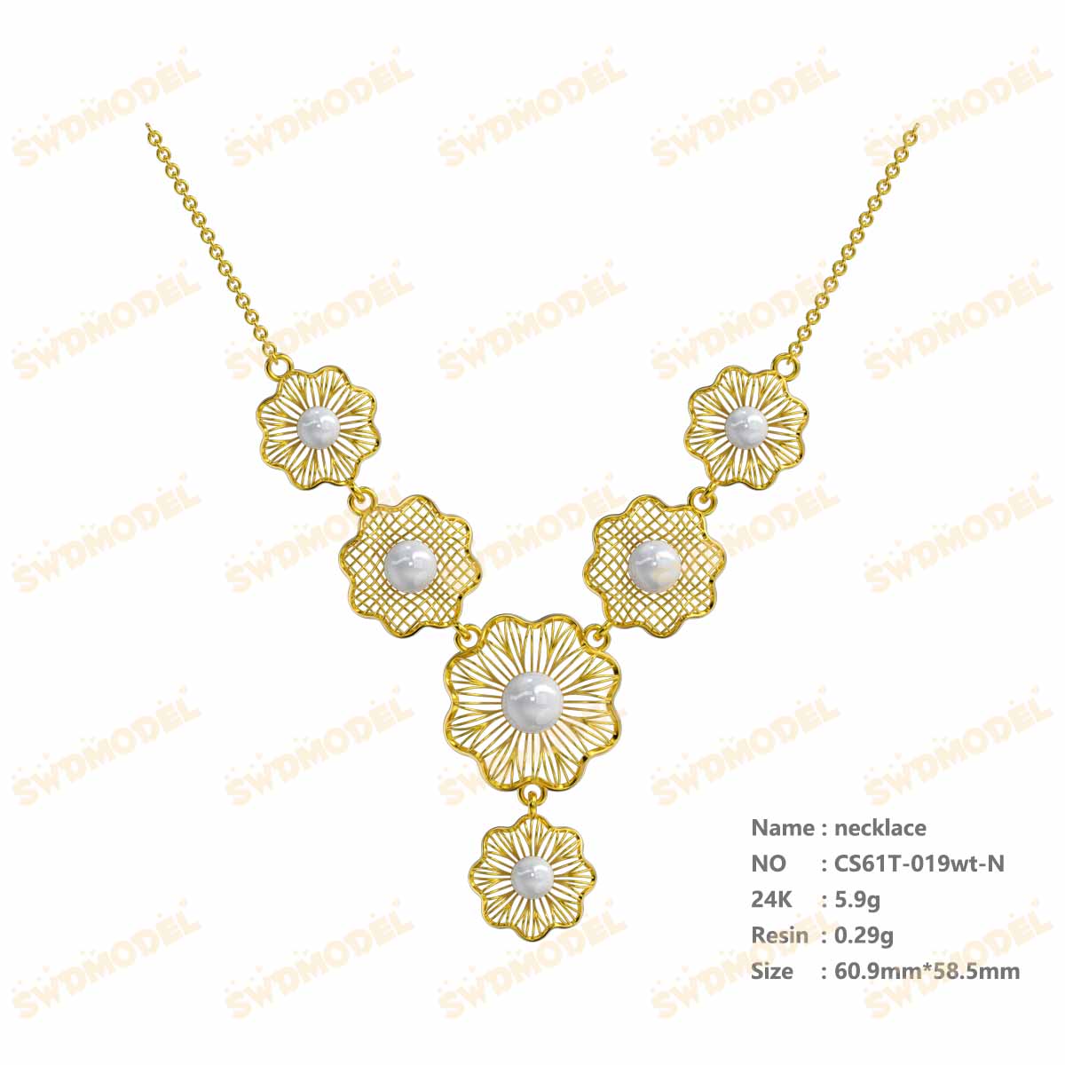 Jewelry set  Filigree Set   White Wax Casting Resin 3D Printing Service  CS61T-019wt