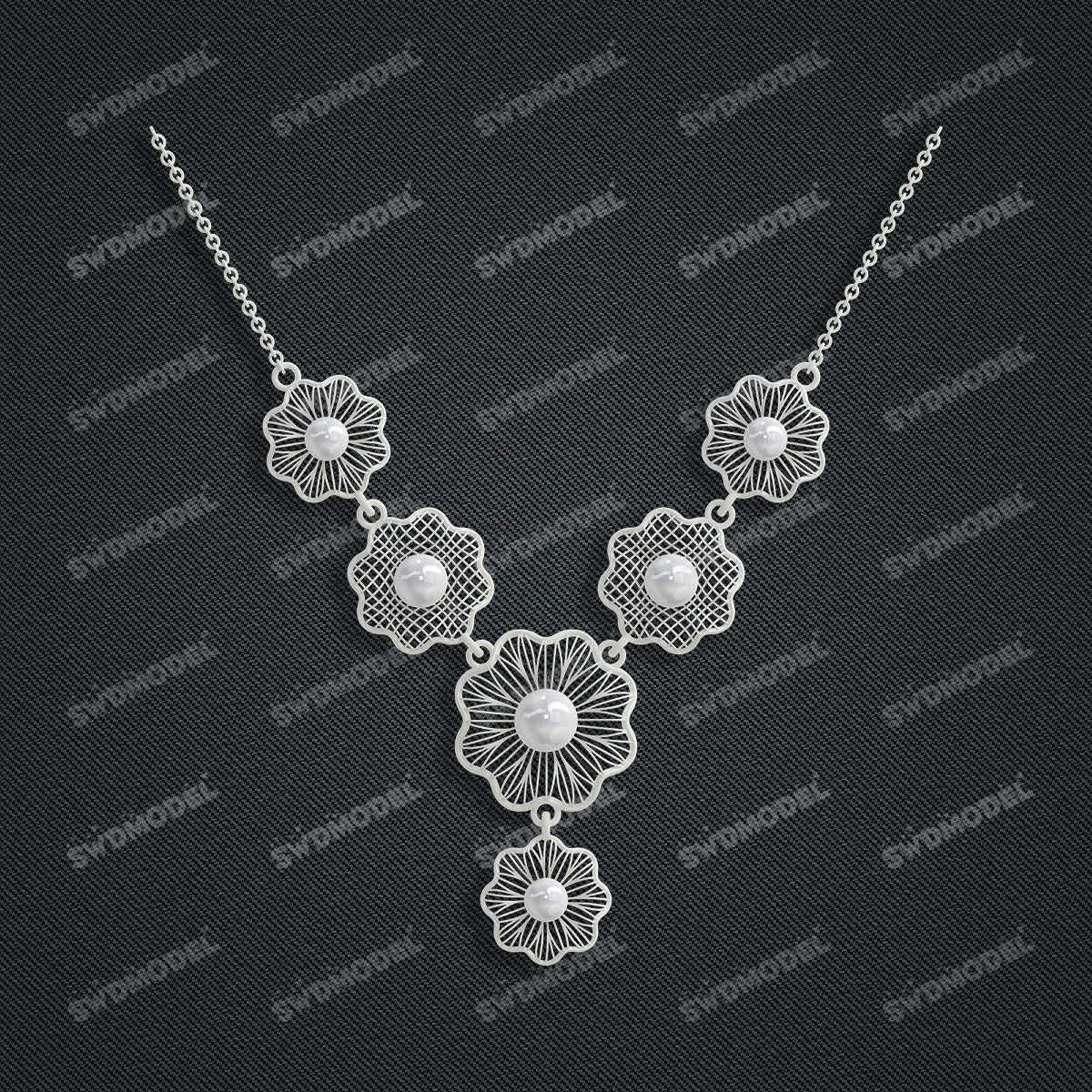Jewelry set  Filigree Set   White Wax Casting Resin 3D Printing Service  CS61T-019wt