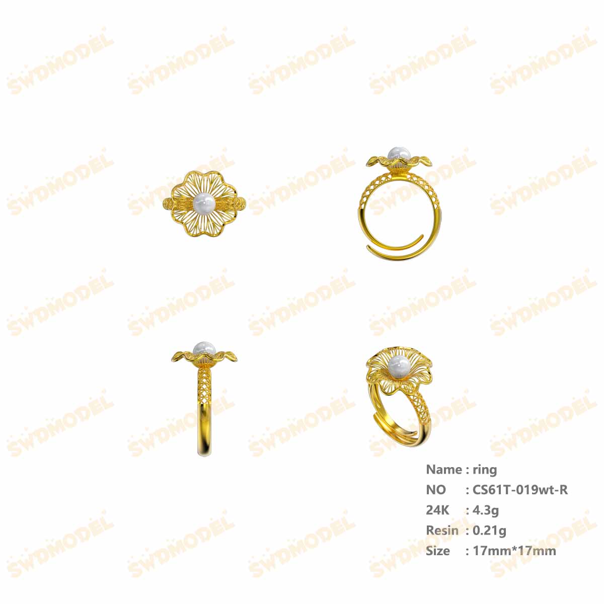 Jewelry set  Filigree Set   White Wax Casting Resin 3D Printing Service  CS61T-019wt