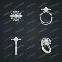 Jewelry set Filigree Ring White Wax Casting Resin 3D Printing Service  CS03T-019wt-R
