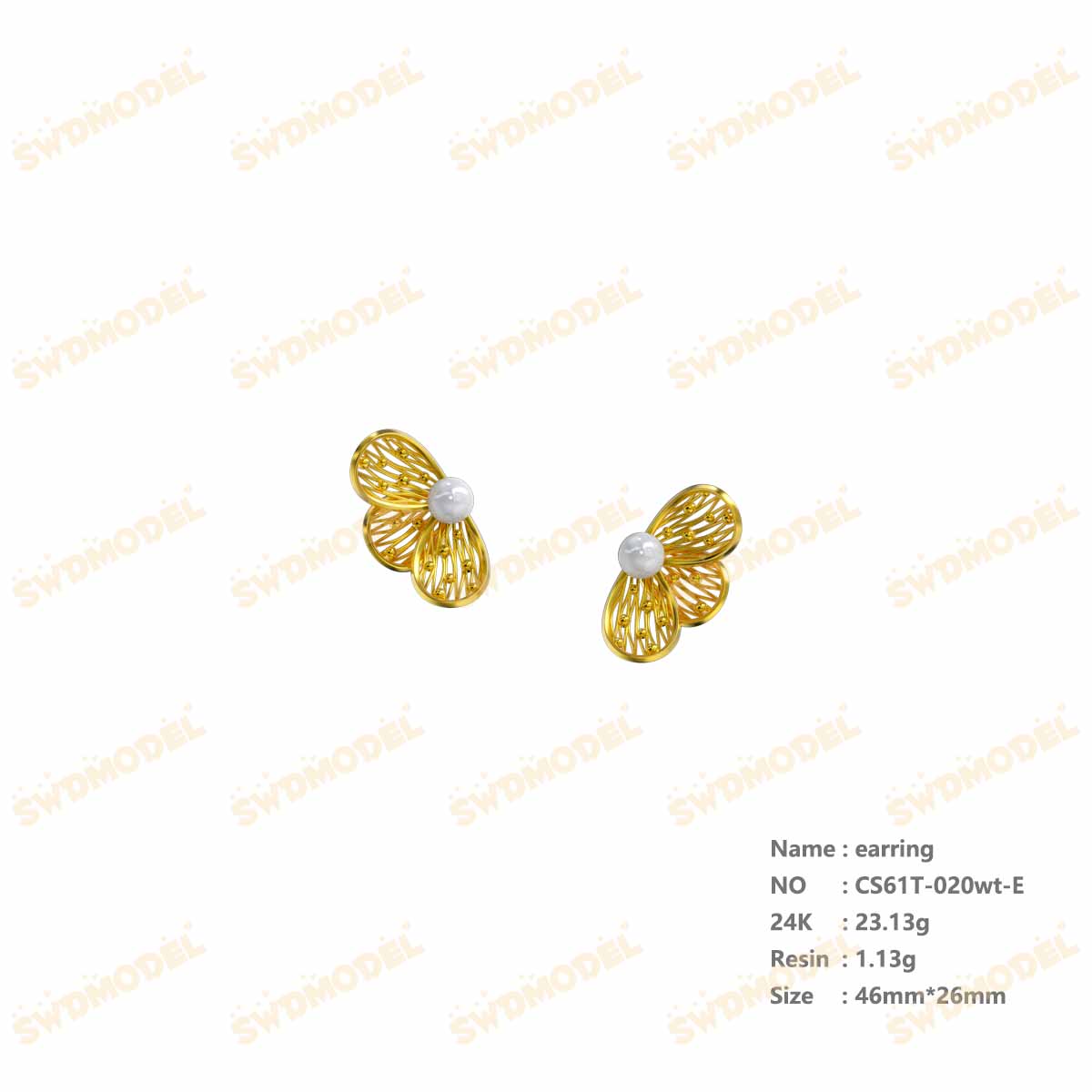 Jewelry set  Filigree Set   White Wax Casting Resin 3D Printing Service  CS61T-020wt