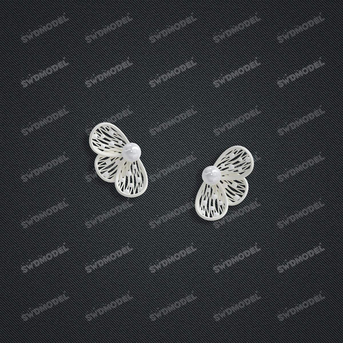 Jewelry set Filigree Earrings White Wax Casting Resin 3D Printing Service  CS03T-020wt-E