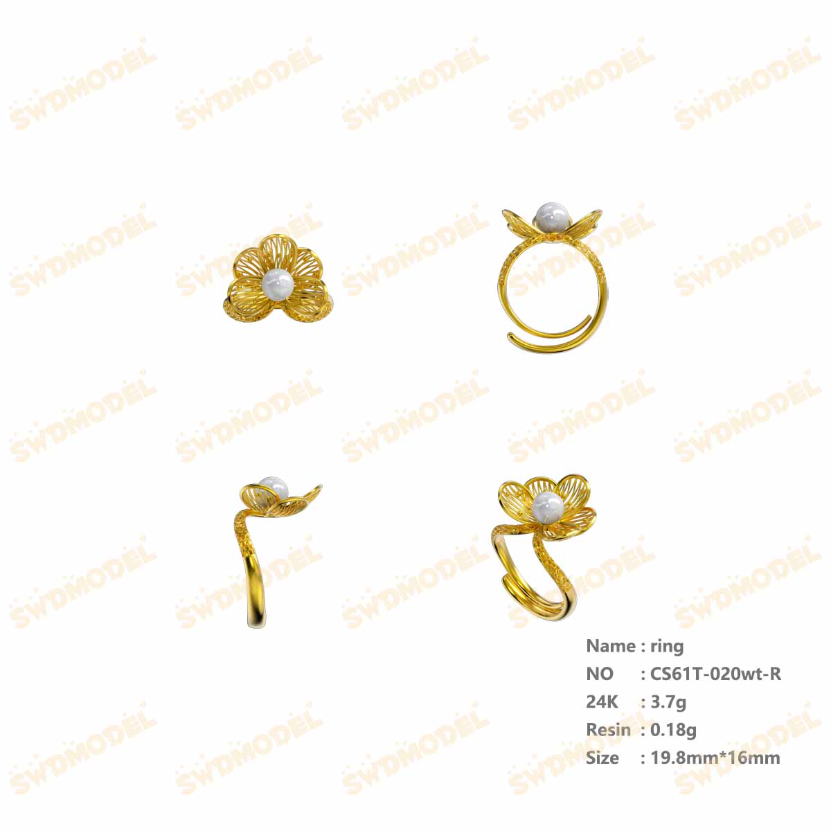 Jewelry set  Filigree Set   White Wax Casting Resin 3D Printing Service  CS61T-020wt