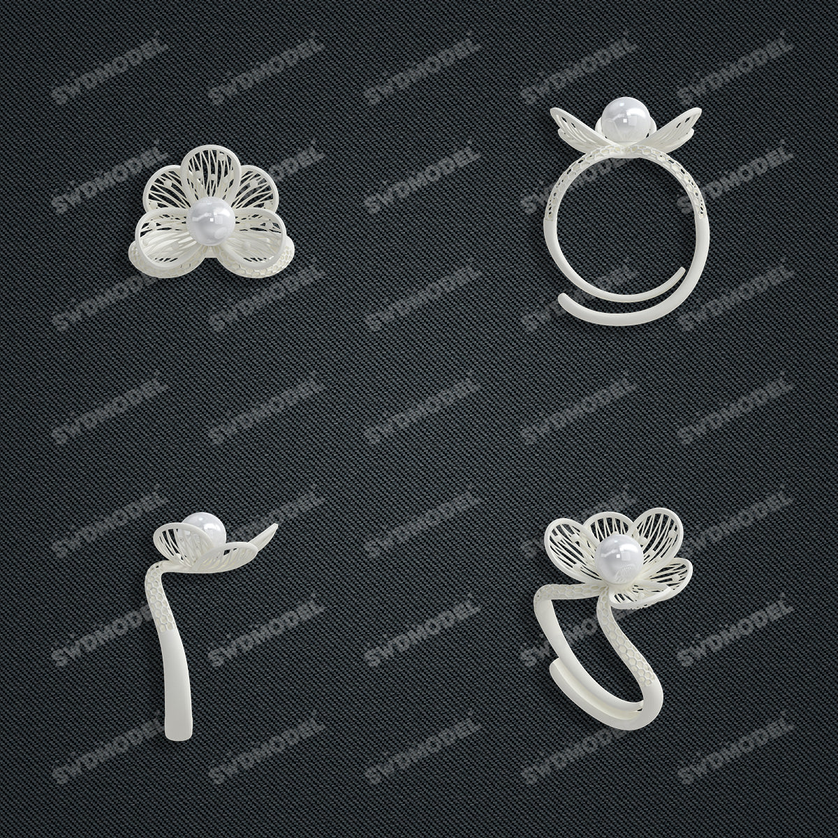 Jewelry set  Filigree Set   White Wax Casting Resin 3D Printing Service  CS61T-020wt