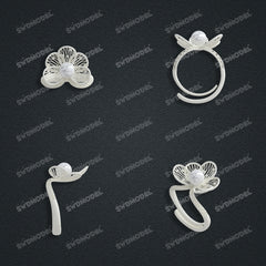 Jewelry set Filigree Ring White Wax Casting Resin 3D Printing Service  CS03T-020wt-R
