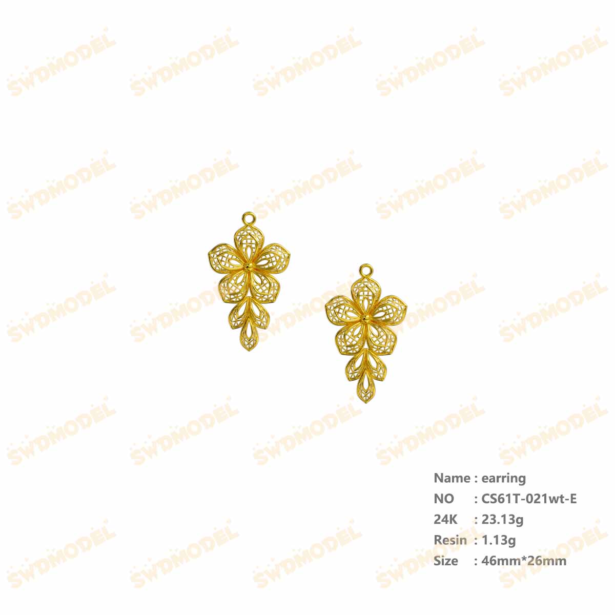 Jewelry set  Filigree Set   White Wax Casting Resin 3D Printing Service  CS61T-021wt