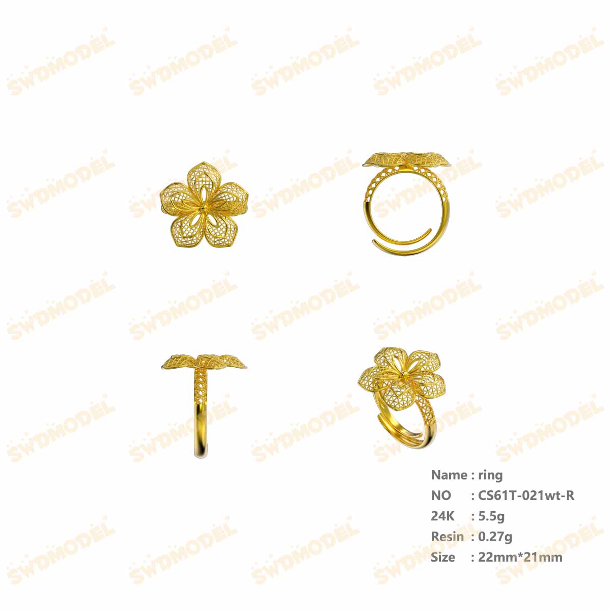 Jewelry set  Filigree Set   White Wax Casting Resin 3D Printing Service  CS61T-021wt