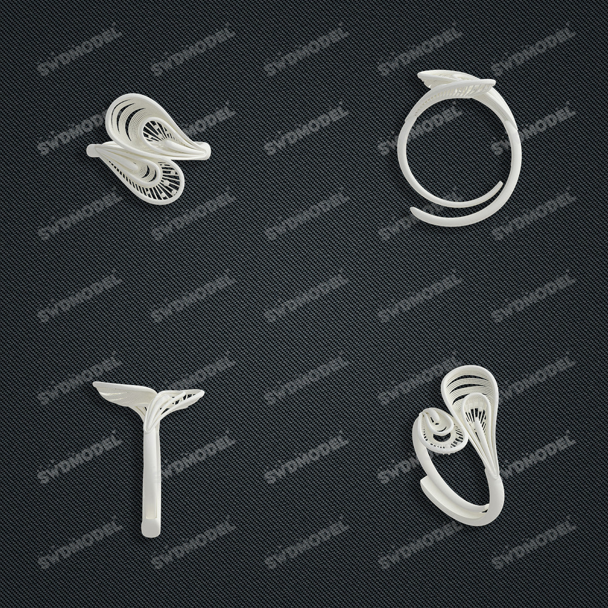 Jewelry set  Filigree Set   White Wax Casting Resin 3D Printing Service  CS61T-023wt