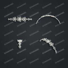 Jewelry set Filigree Bracelet White Wax Casting Resin 3D Printing Service   CS61T-024wt-B