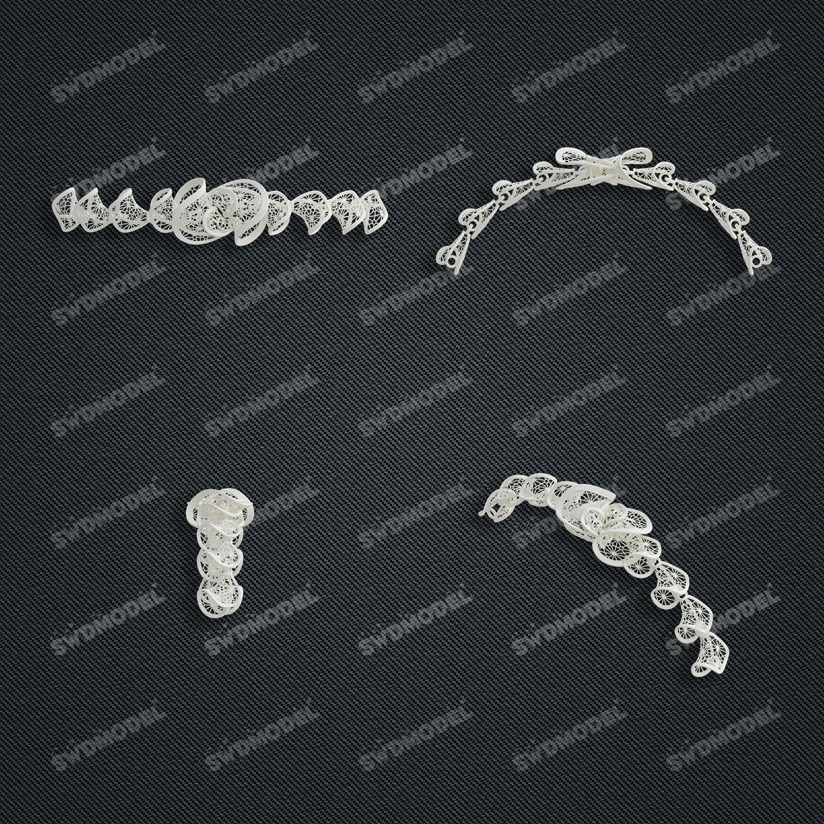 Jewelry set Filigree Bracelet White Wax Casting Resin 3D Printing Service CS61T-025wt-B
