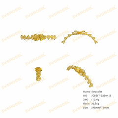 Jewelry set Filigree Bracelet White Wax Casting Resin 3D Printing Service CS61T-025wt-B