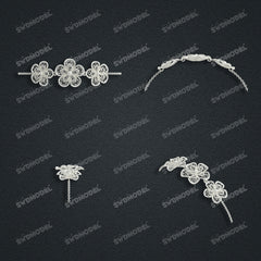 Jewelry set Filigree Bracelet White Wax Casting Resin 3D Printing Service CS61T-026wt-B