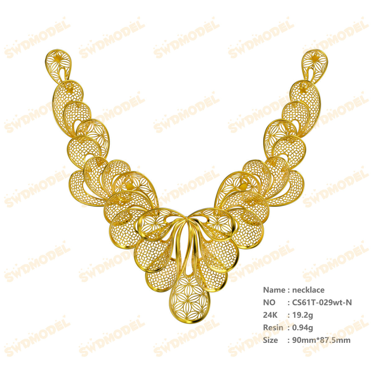 Jewelry set  Filigree Set   White Wax Casting Resin 3D Printing Service  CS61T-029wt