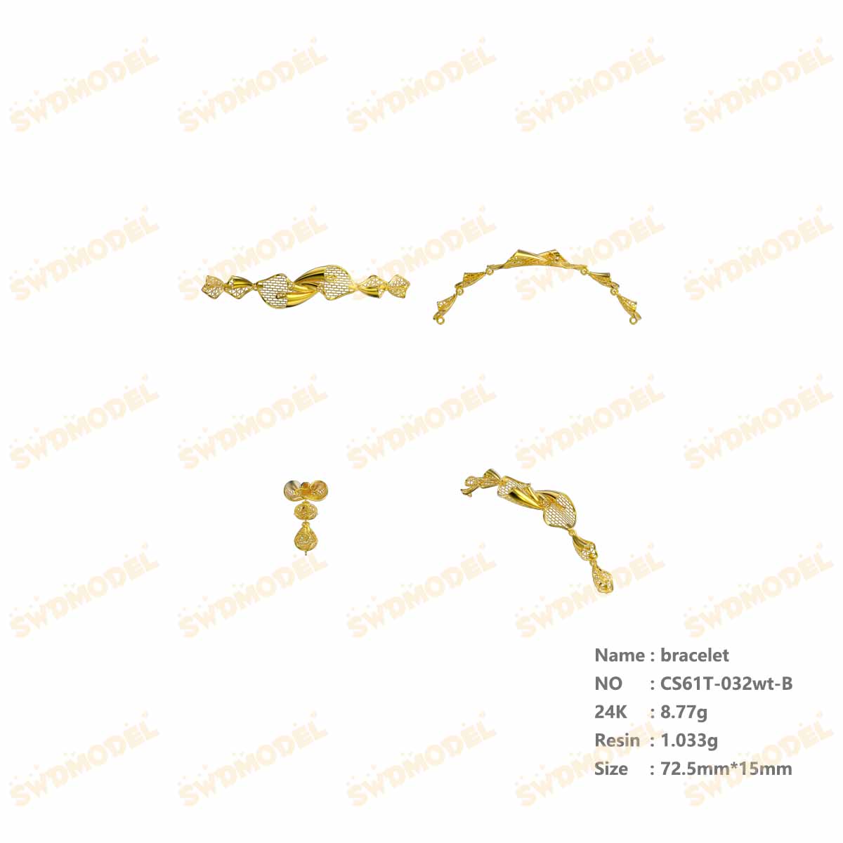 Jewelry set  Filigree Set   White Wax Casting Resin 3D Printing Service  CS61T-032wt