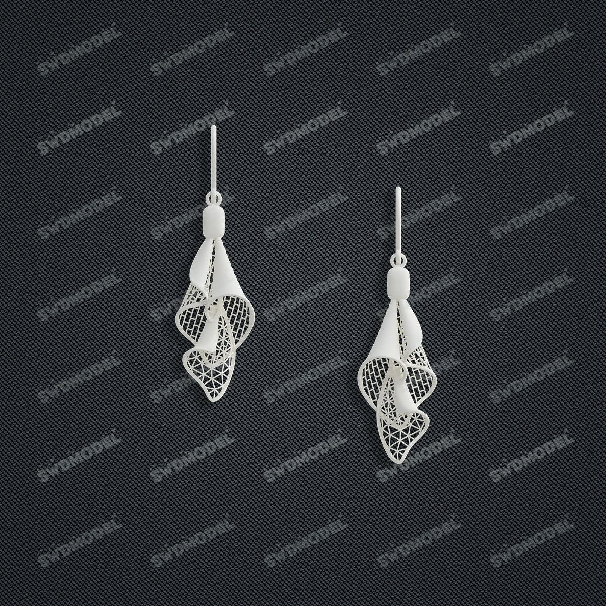 Jewelry set Filigree Earrings White Wax Casting Resin 3D Printing Service  CS61T-032wt-E
