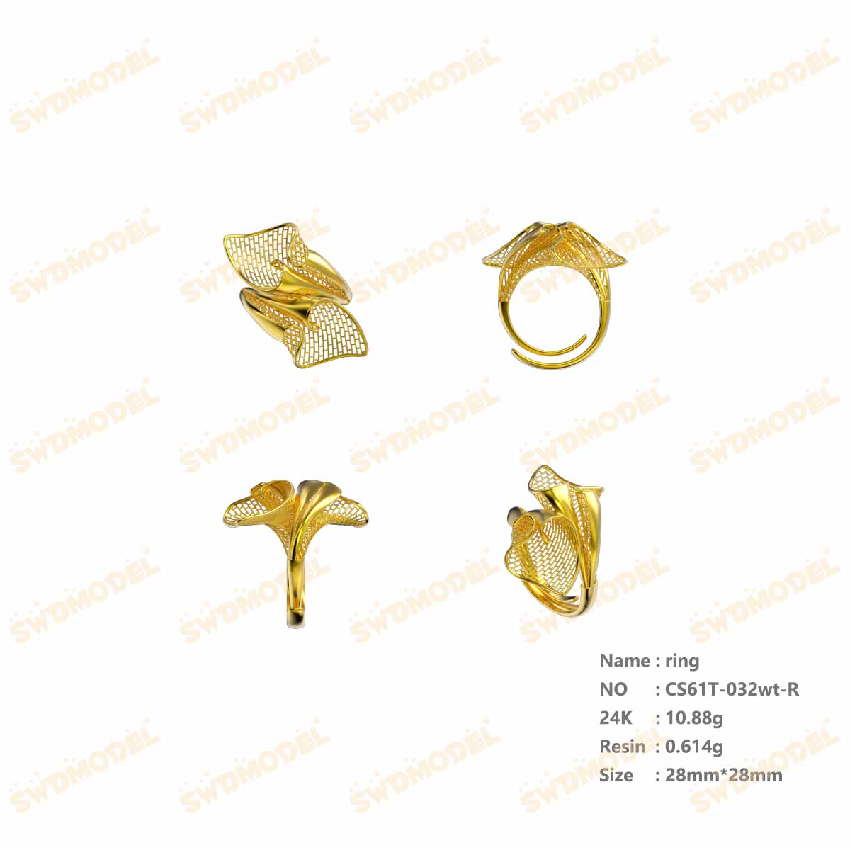 Jewelry set  Filigree Set   White Wax Casting Resin 3D Printing Service  CS61T-032wt
