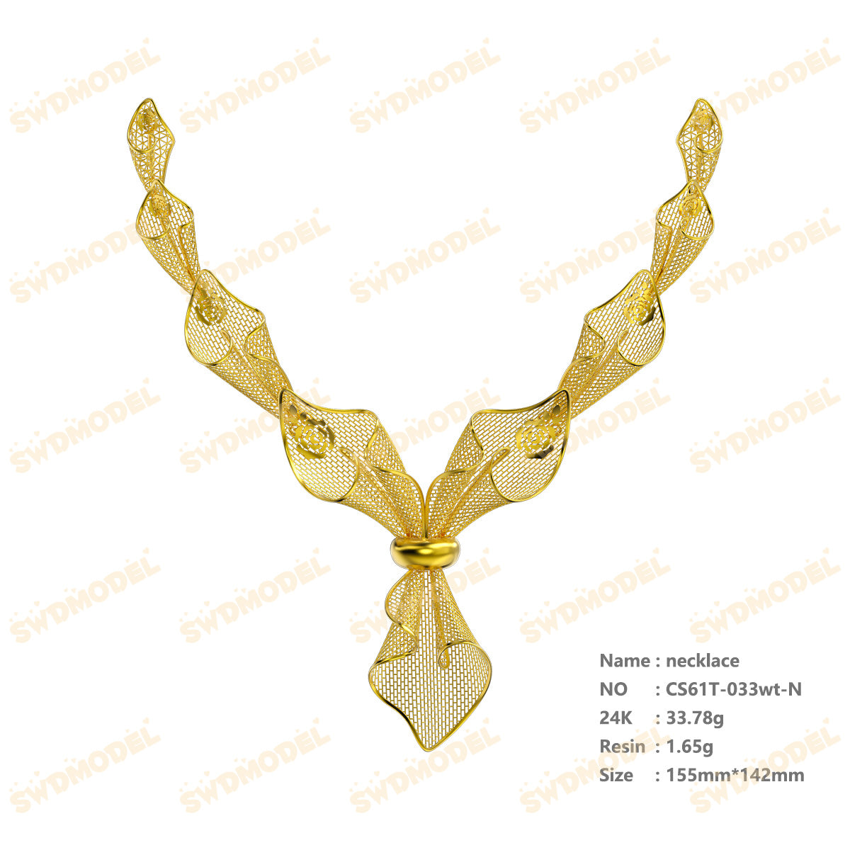 Jewelry set Filigree Necklace White Wax Casting Resin 3D Printing Service  CS61T-033wt-N