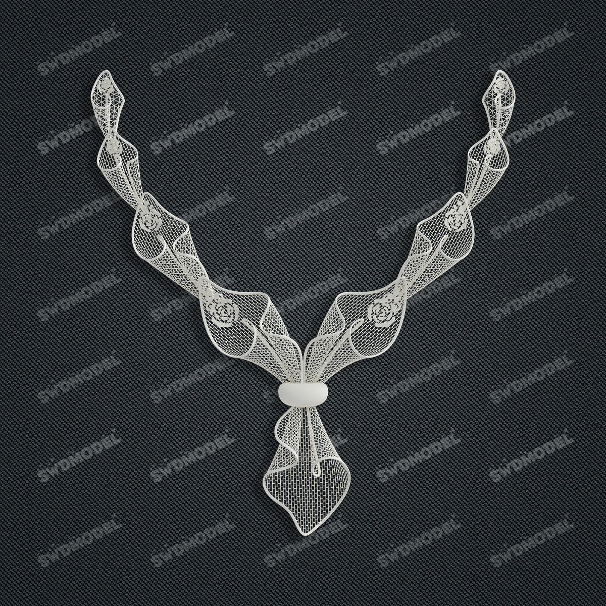 Jewelry set Filigree Necklace White Wax Casting Resin 3D Printing Service  CS61T-033wt-N