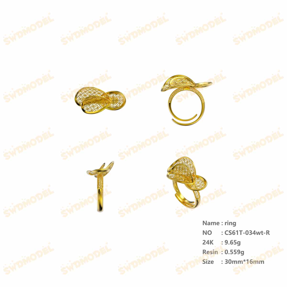 Jewelry set  Filigree Set   White Wax Casting Resin 3D Printing Service  CS61T-034wt
