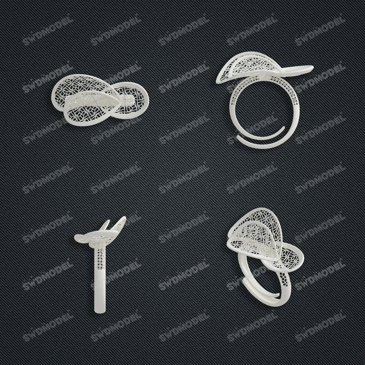 Jewelry set  Filigree Set   White Wax Casting Resin 3D Printing Service  CS61T-034wt