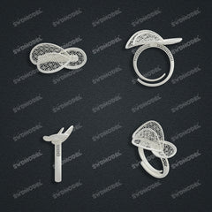 Jewelry set Filigree Ring White Wax Casting Resin 3D Printing Service  CS63T-034wt-R
