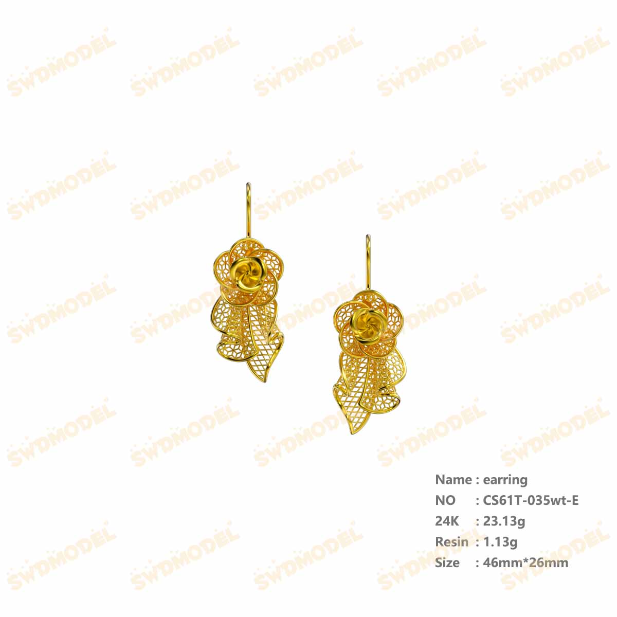 Jewelry set  Filigree Set   White Wax Casting Resin 3D Printing Service  CS61T-035wt