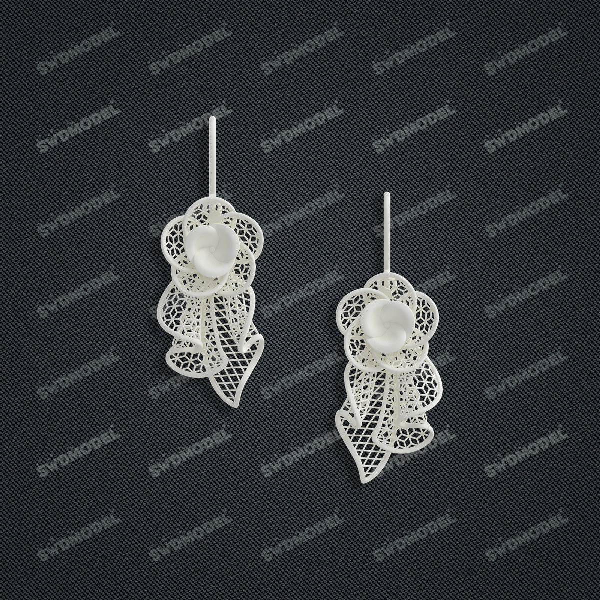 Jewelry set Filigree Earrings White Wax Casting Resin 3D Printing Service  CS61T-035wt-E