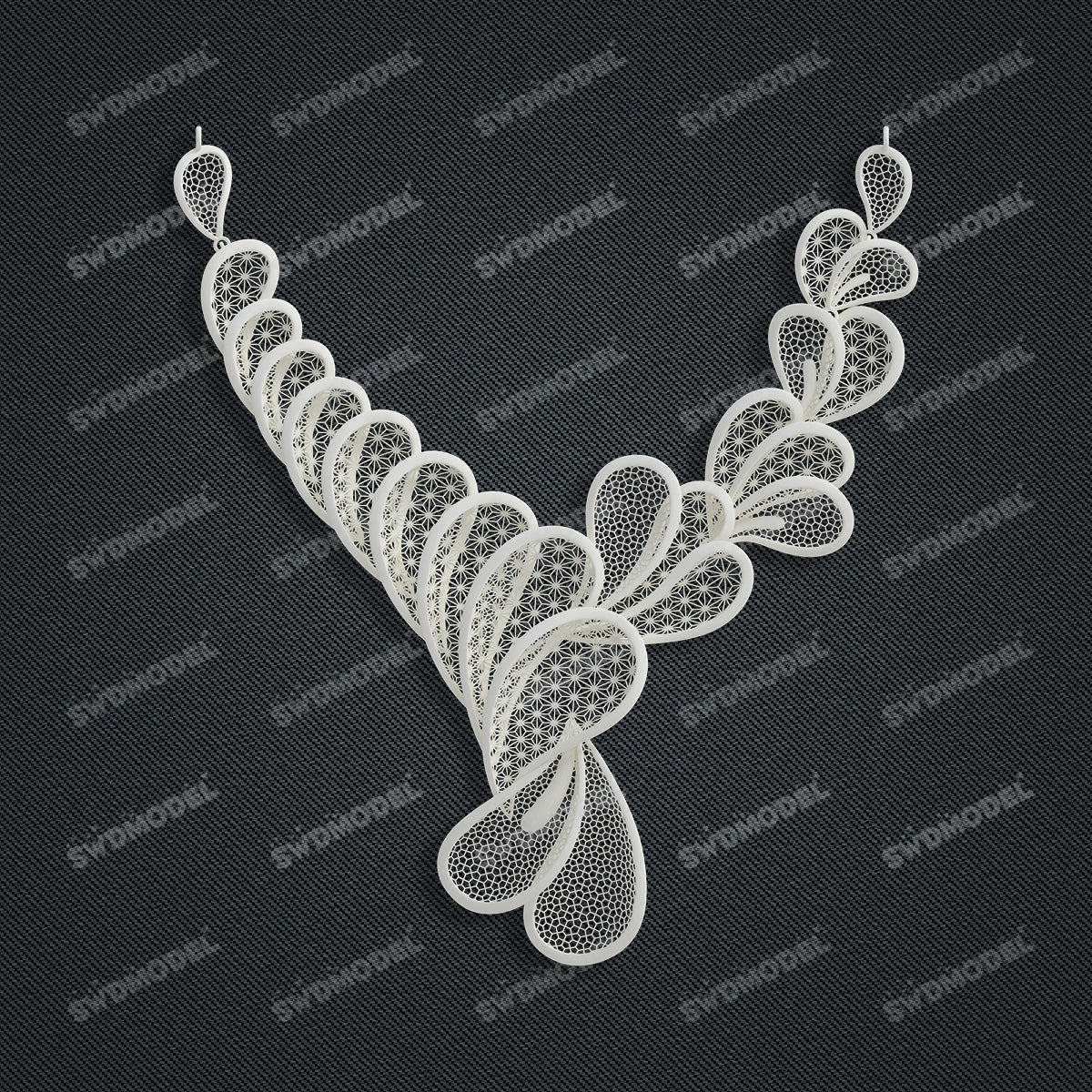 Jewelry set Filigree Necklace White Wax Casting Resin 3D Printing Service  CS61T-036wt-N