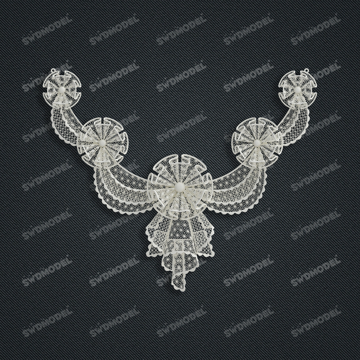 Jewelry set Filigree Necklace White Wax Casting Resin 3D Printing Service  CS61T-037wt-N