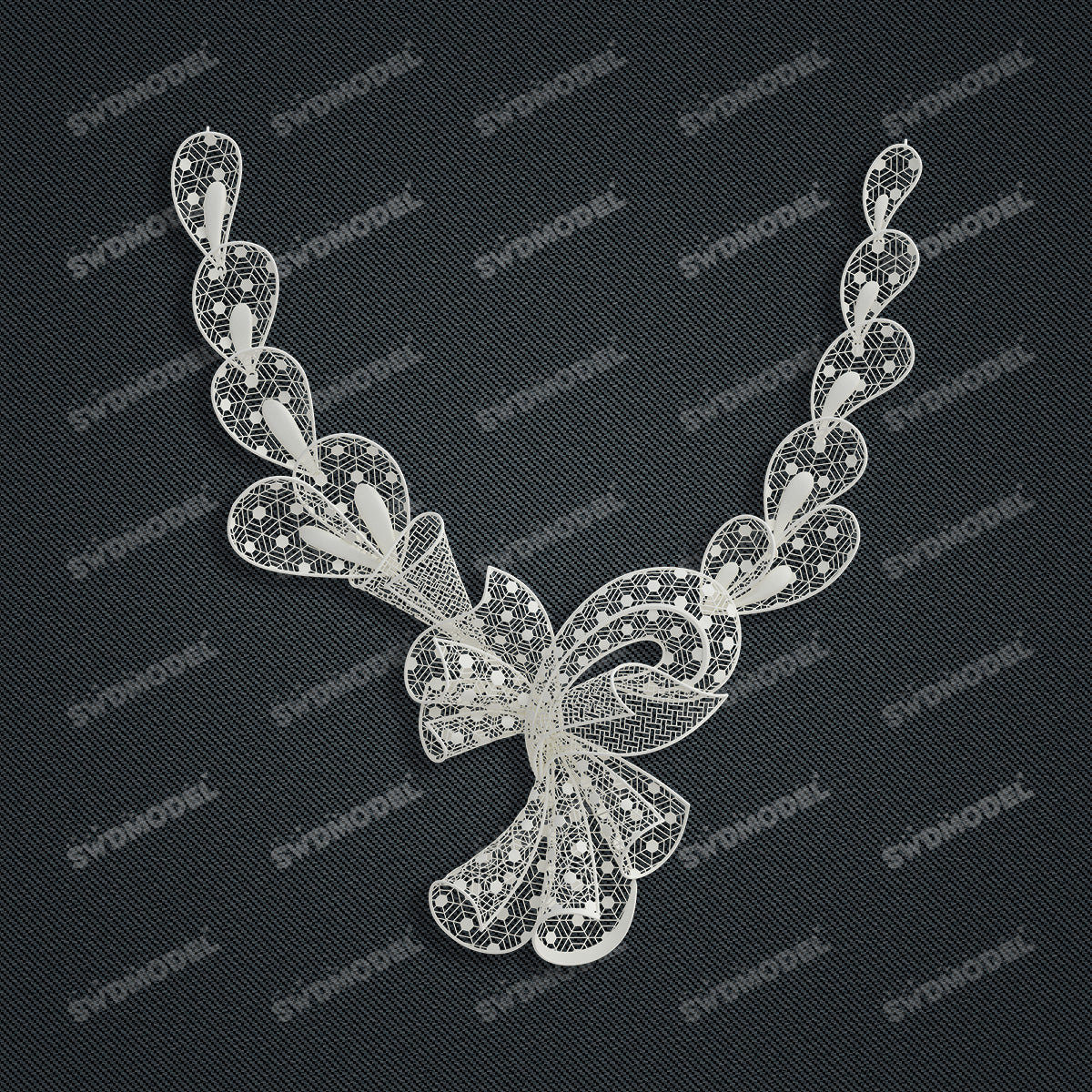 Jewelry set Filigree Necklace White Wax Casting Resin 3D Printing Service  CS61T-038wt-N