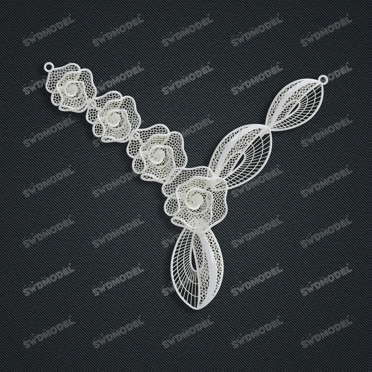 Jewelry set Filigree Necklace White Wax Casting Resin 3D Printing Service  CS61T-039wt-N