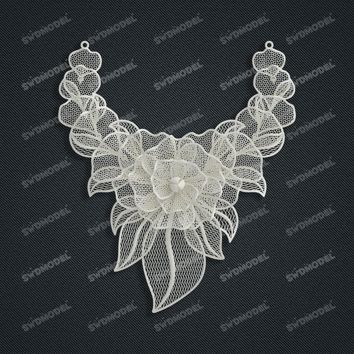 Jewelry set Filigree Necklace White Wax Casting Resin 3D Printing Service  CS61T-040wt-N