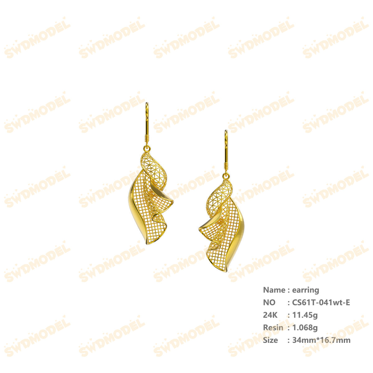 Jewelry set  Filigree Set   White Wax Casting Resin 3D Printing Service  CS61T-041wt