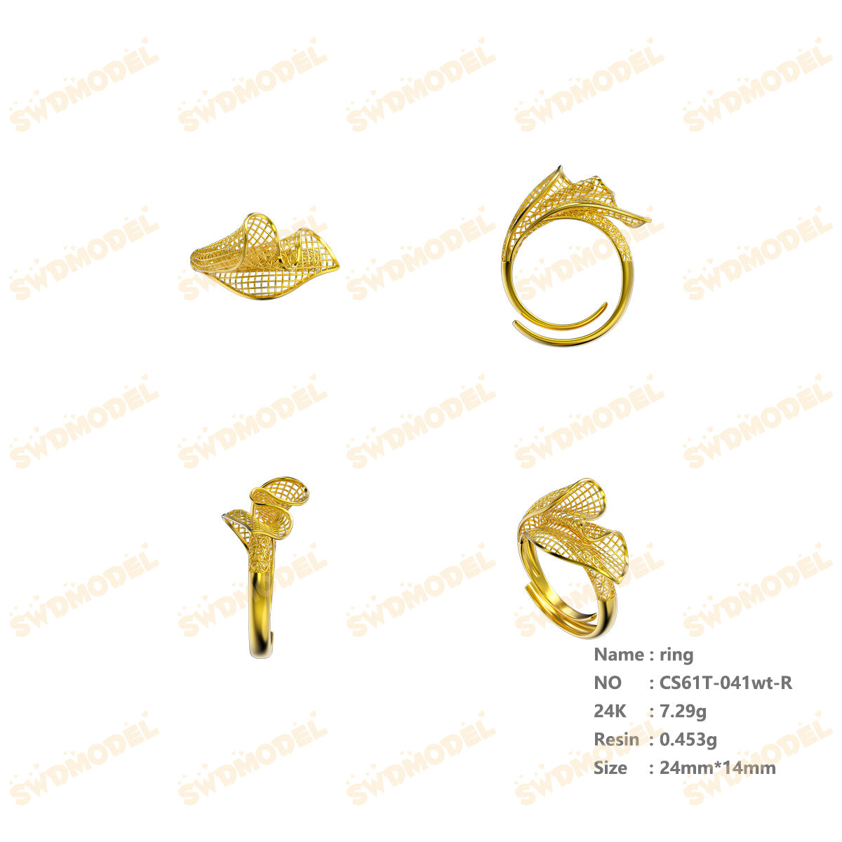 Jewelry set  Filigree Set   White Wax Casting Resin 3D Printing Service  CS61T-041wt